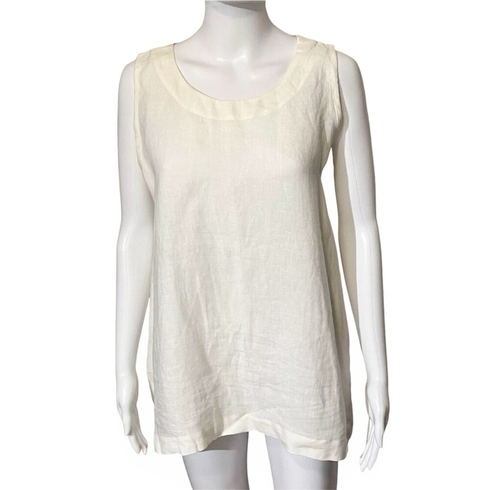 Eskandar Linen Top Womens A-Line Sleeveless Button Shell Tank Shirt Size 0